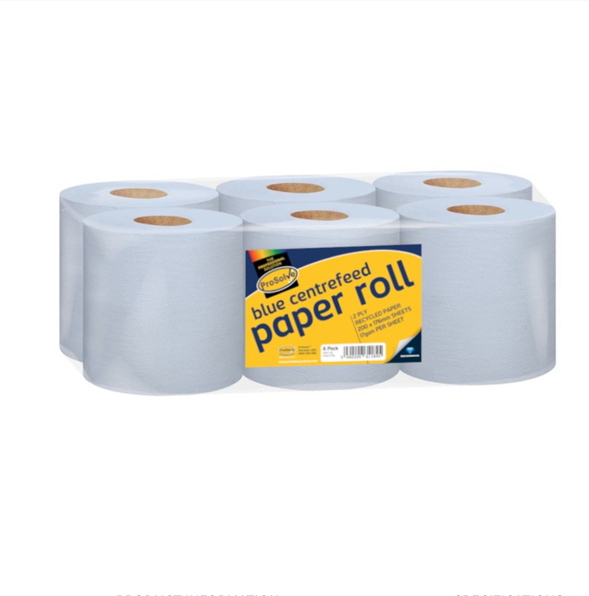 BLUE CENTREFEED PAPER ROLLS 2-PLY (PACK OF 6) - 150M PER ROLL